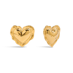 Boucles D'Oreilles Puces Rétro En Acier Inoxydable, Couleur Or, Étanches, En Forme De Cœur h5