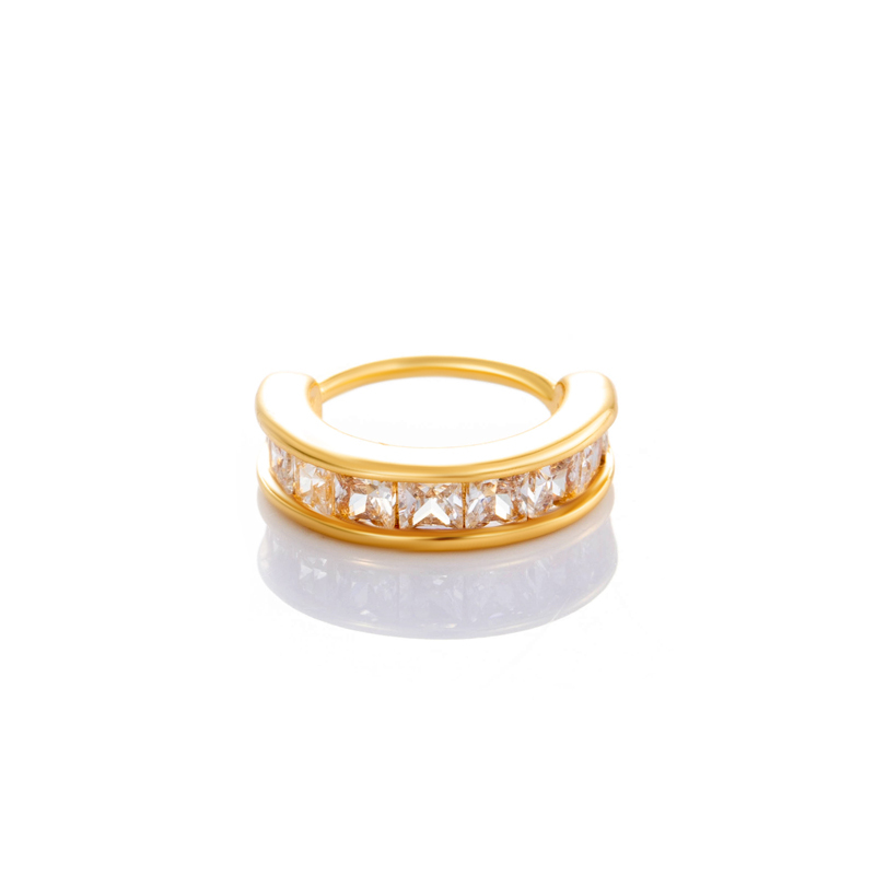 1 Piercing De Nez Rectangulaire En Cuivre Doré Et Zircon Pour Femme 