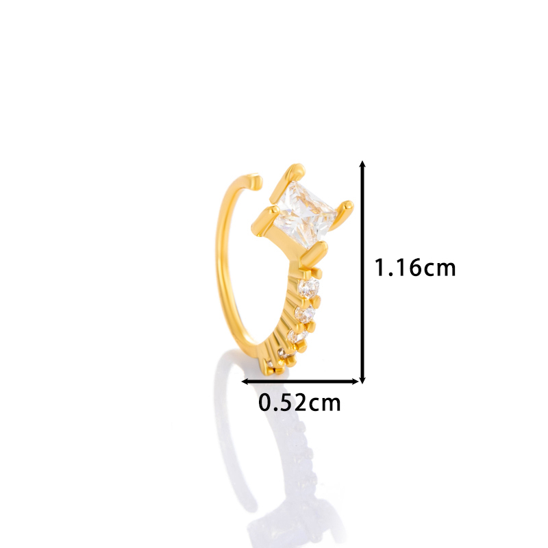 1 Pièce De Piercing De Nez Carré En Cuivre Doré Et Zircon Pour Femme h5Image2