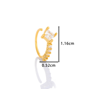 1 Pièce De Piercing De Nez Carré En Cuivre Doré Et Zircon Pour Femme h5 Image2