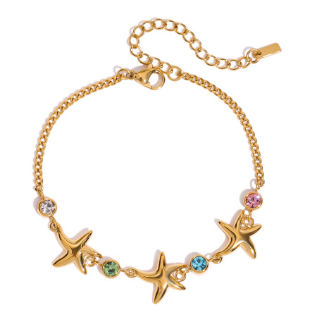 Bracelets à breloques en acier inoxydable couleur or avec étoile de mer de style Ins