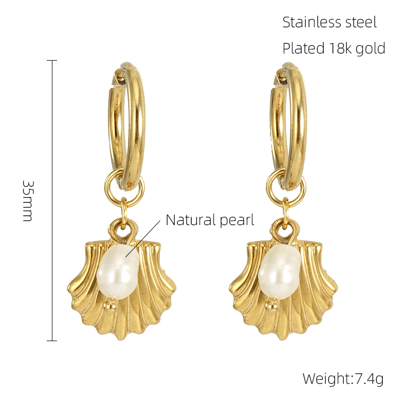 Boucles D'Oreilles Pendantes En Acier Inoxydable Étanche Couleur Or Image2
