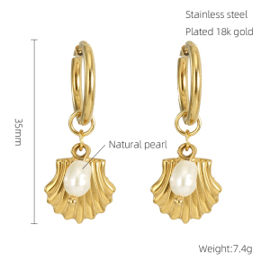 Boucles D'Oreilles Pendantes En Acier Inoxydable Étanche Couleur Or h5 Image2
