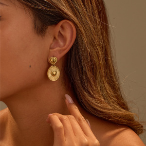 Boucles D'Oreilles Pendantes Pour Femme, Collection Romantique Daily Heart, En Acier Inoxydable Étanche, Couleur Or (1 Paire). h5 Image2