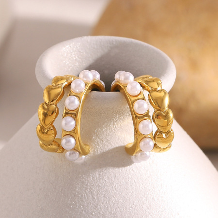 Boucles d'oreilles créoles pour femmes, élégantes et imperméables, en acier inoxydable uni de la collection Simple Series 2