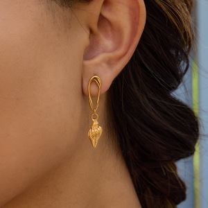 Boucles D'Oreilles Pendantes En Acier Inoxydable Couleur Or Whelk h5 Image2