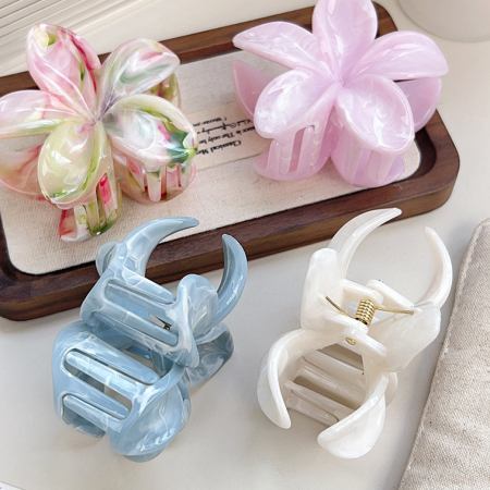 1 paire de pinces à cheveux en résine pour femme, série Simple, motif fleur douce 2