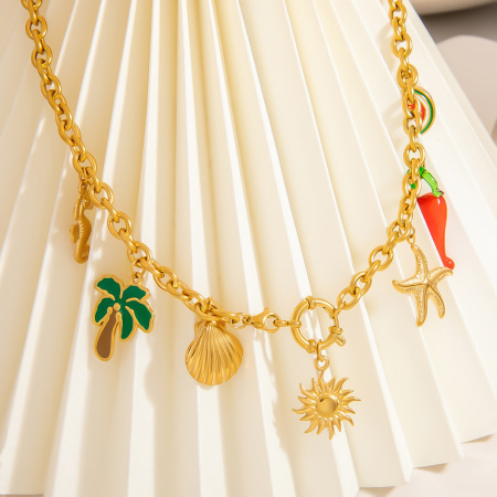 Colliers pendentifs Oceanic en acier inoxydable étanche couleur or 2