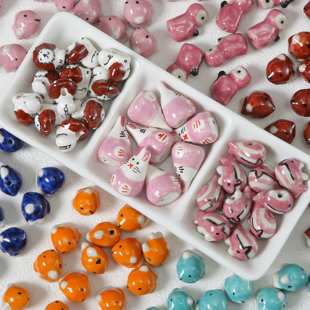 1 pièce de perle en céramique en forme de lapin mignon pour bijoux à faire soi-même