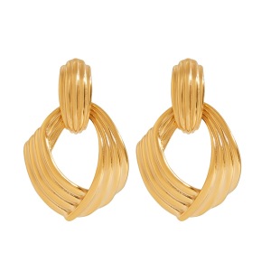 Boucles D'Oreilles Pendantes Géométriques En Acier Inoxydable Couleur Or De Style Ins h5 Image4