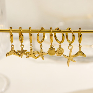 Boucles D'Oreilles Pour Femmes Ocean Series Golden Sea Snail En Acier Inoxydable Étanches h5 Image3