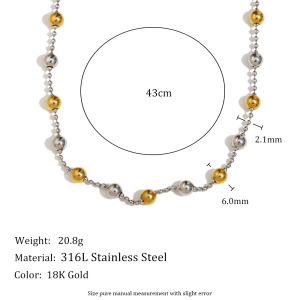 Colliers De Perles Pour Femmes En Acier Inoxydable Imperméable De Couleurs Mélangées, Collection Simple Series Fashion Ol h5