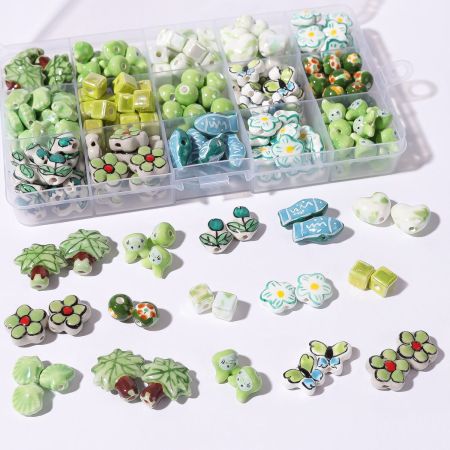 1 pièce de perle de bijoux en céramique de la série verte