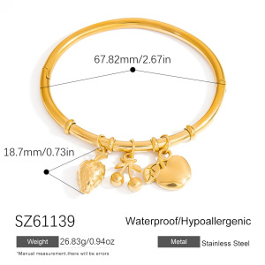 Bracelets À Breloques Pour Femmes, En Acier Inoxydable, Étanches, Couleur Or, Avec De Jolis Fruits h5 Image2