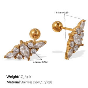 Boucles D'Oreilles De Piercing En Acier Inoxydable Étanche Couleur Or, Motif Floral h5 
