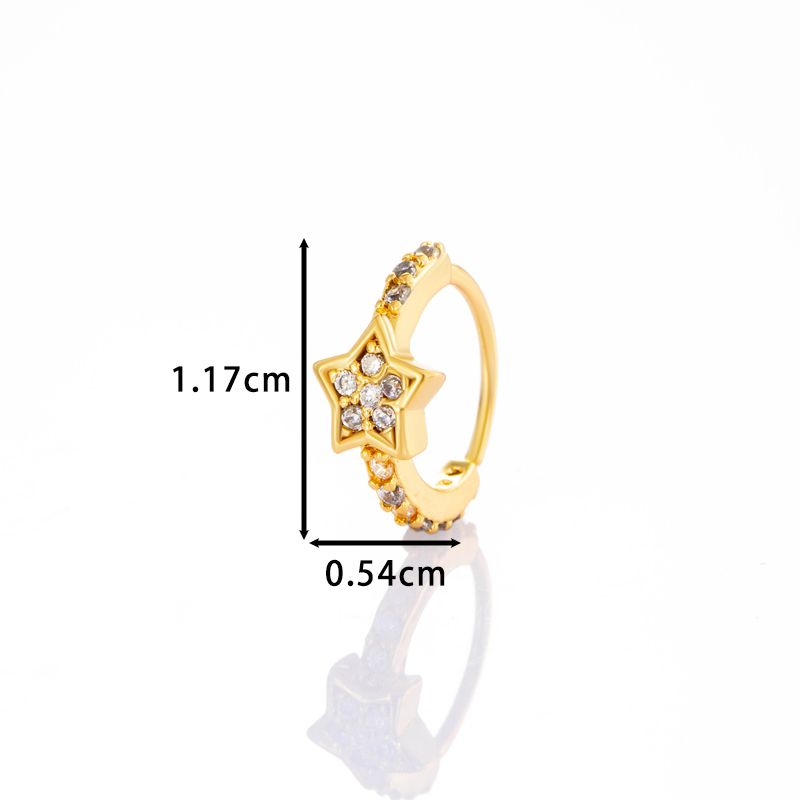 1 Piercing De Nez Pour Femme En Forme D'Étoile Brillante, Couleur Cuivre Et Or, Zircon Image2