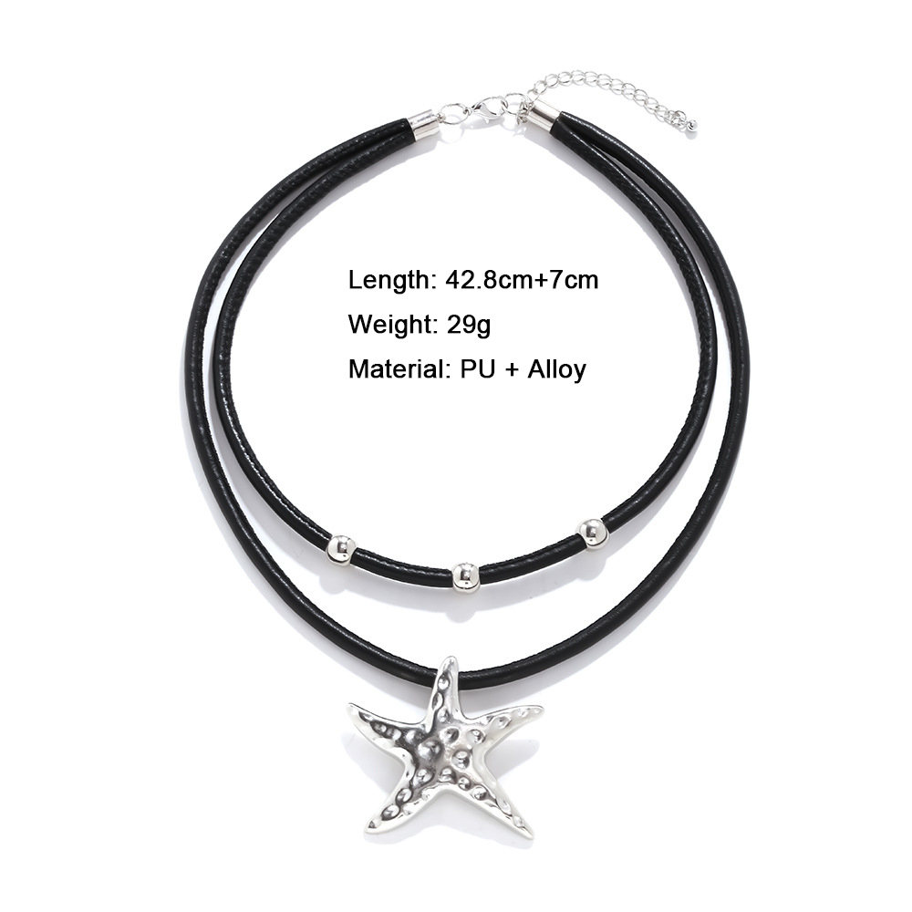 Colliers Avec Pendentif Étoile De Mer En Alliage De Corde Pu 
