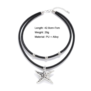 Colliers Avec Pendentif Étoile De Mer En Alliage De Corde Pu h5 