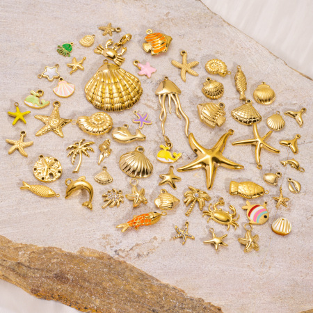Pendentifs étanches en acier inoxydable plaqué or 18 carats, motif tortue, collection romantique quotidienne, bijoux pour femmes