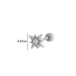 1 Pièce De Boucles D'Oreilles Piercing Pour Femme, Série Simple, Soleil/Lune, Cuivre, Couleur Or, Zircon h5 Image2