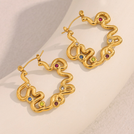 Boucles d'oreilles pendantes rétro géométriques en acier inoxydable étanches pour femmes