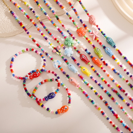 Colliers de perles en verre colorées pour femmes 2