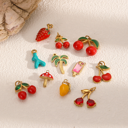Pendentifs DIY en acier inoxydable à motif de plantes de style Ins
