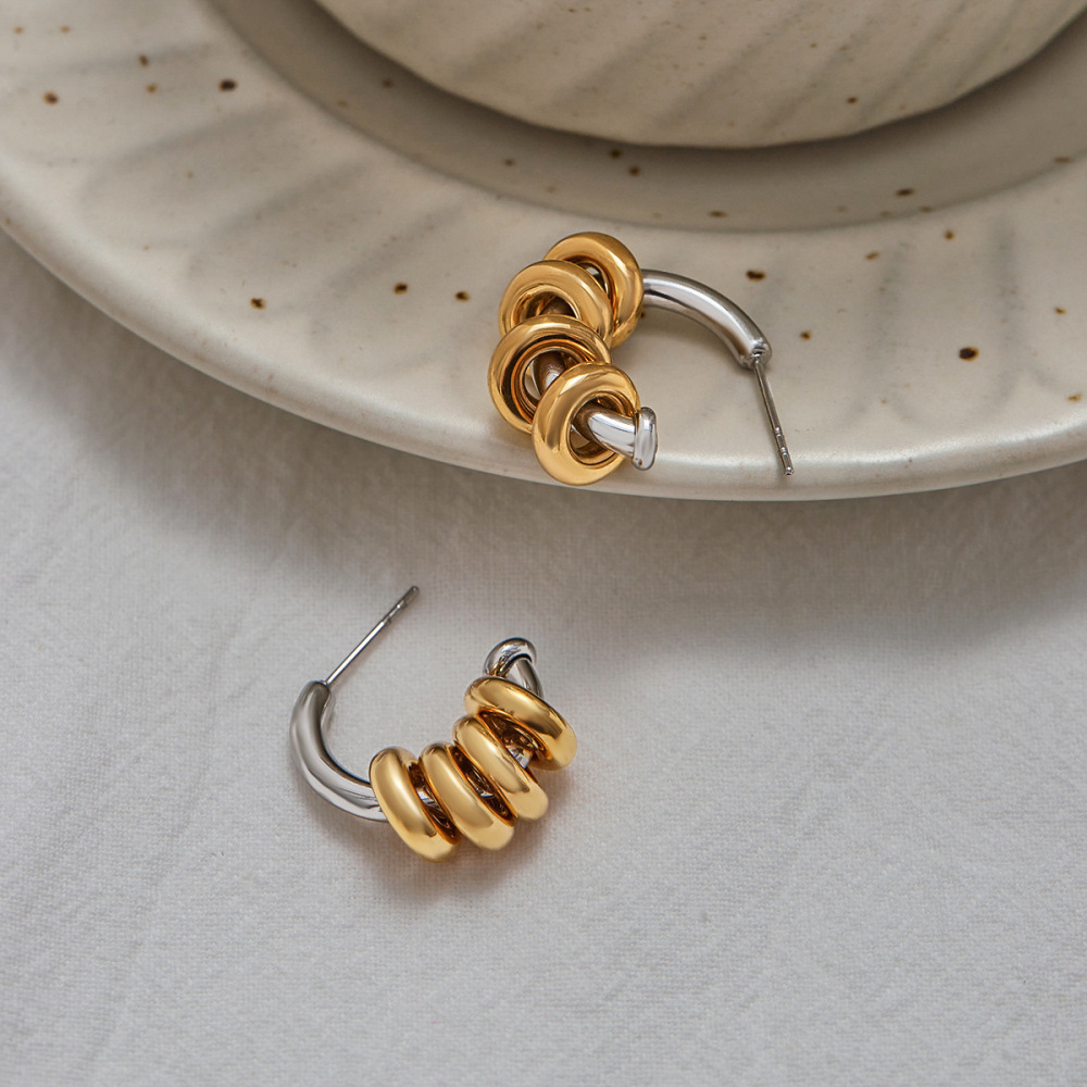Boucles D'Oreilles Pendantes Classiques En Acier Inoxydable Imperméable, De Couleurs Assorties Image6