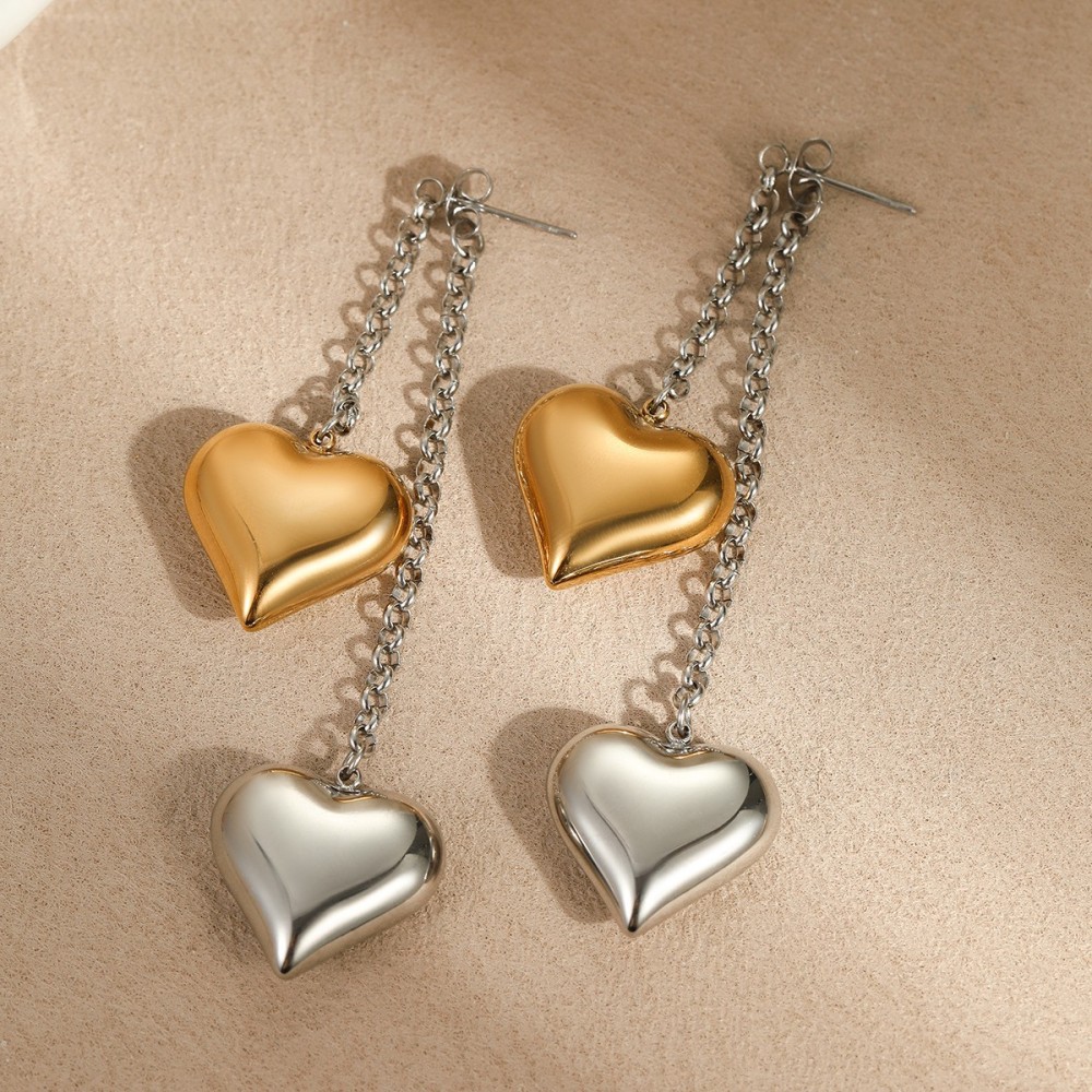 Boucles D'Oreilles Pendantes Pour Femme, En Acier Inoxydable Doré, Couleur Assortie, Style Simple, Collection Quotidienne. h5Image3