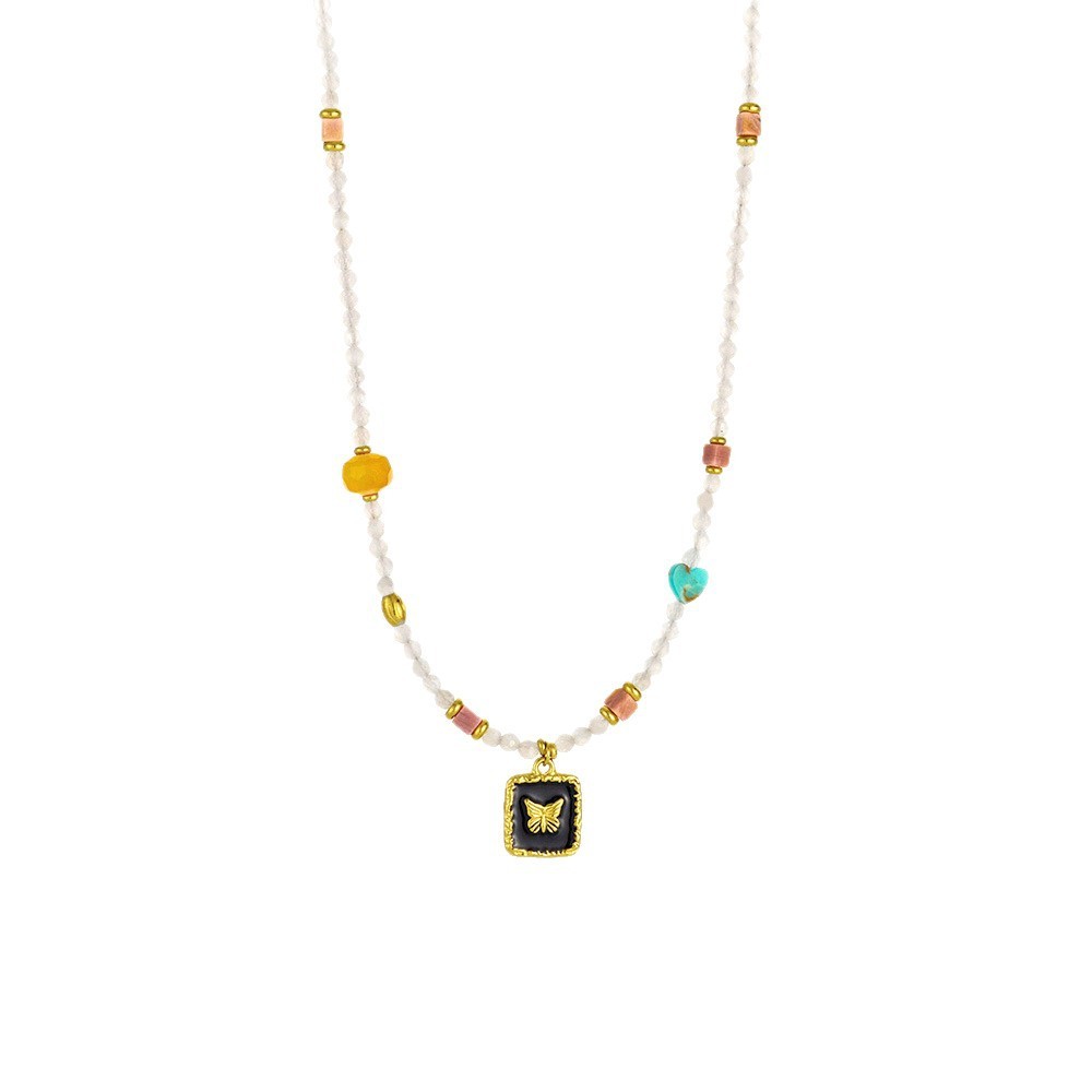Colliers Pendentifs Pour Femmes En Acier Inoxydable Imperméable Avec Perles Papillon Exquises 