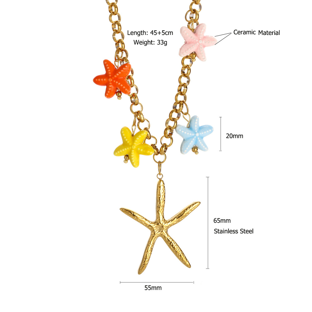 1 Paire De Colliers Pendentifs Pour Femmes, Collection Luxueuse « Tortue De Vacances », En Acier Inoxydable Étanche Couleur Or Image2