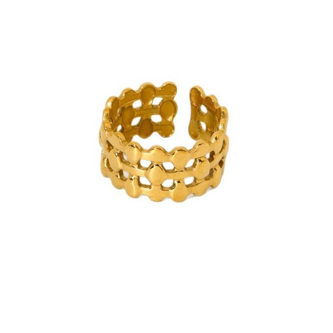 Bagues Pour Femmes Simple Series Daily Geometric En Acier Inoxydable Étanche Couleur Or Image5