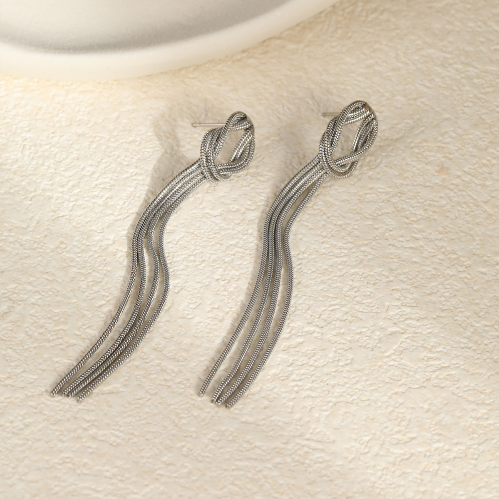 Boucles D'Oreilles À Breloques Pour Femme, Collection Luxe Daily Tassel, En Acier Inoxydable Étanche (1 Paire). Image4