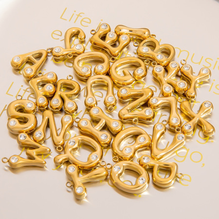 Pendentif femme en acier inoxydable étanche couleur or, collection « Lettre quotidienne » de luxe