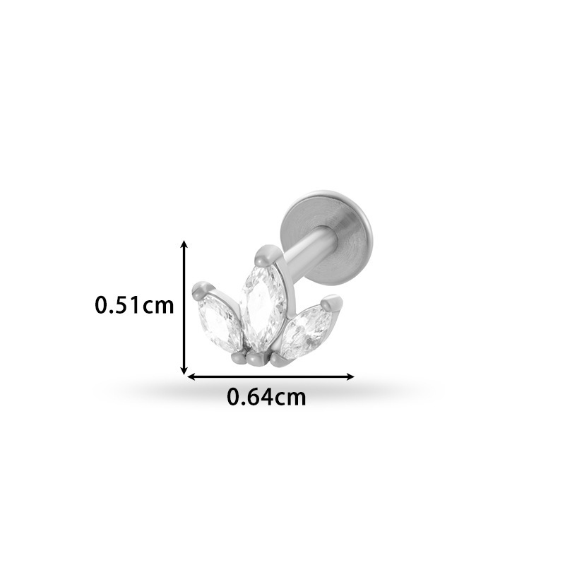 Boucles D'Oreilles Piercing En Acier Inoxydable Doré, Imperméables, Avec Zircon Et Motif Floral (1 Pièce). h5Image2