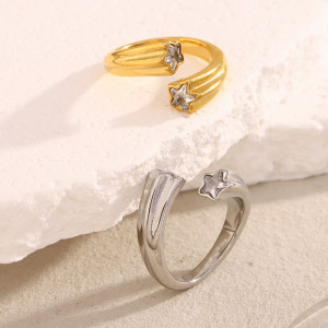 Bague Pour Femme En Acier Inoxydable Étanche, Ornée De Pierres Précieuses (1 Pièce), Collection Simple Series, À Porter Au Quotidien. h5 Image5