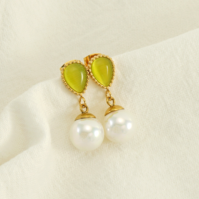 Boucles D'Oreilles Pendantes Élégantes En Acier Inoxydable Étanche Couleur Or Image5