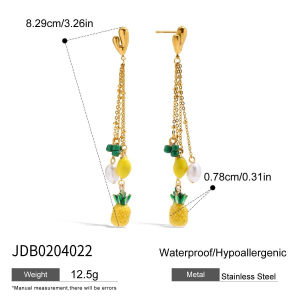 Boucles D'Oreilles Pendantes En Forme De Fruits Dorés h5 Image2