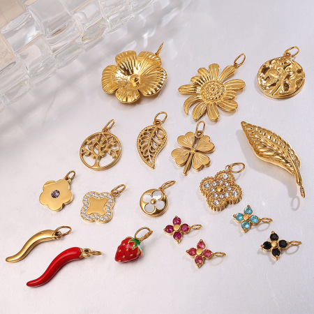 Pendentifs Clover En Acier Inoxydable Étanche Couleur Or À Faire Soi-Même