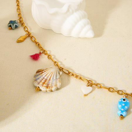 Colliers pendentifs pour femmes, collection luxueuse « Tortue de vacances », en acier inoxydable étanche couleur or 2