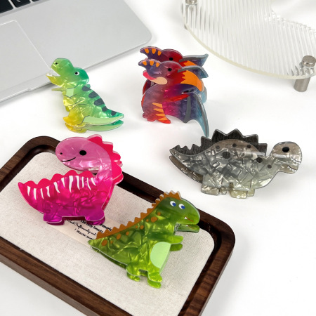 1 Pince À Cheveux En Acrylique Pour Femme, Motif Petit Dinosaure Mignon
