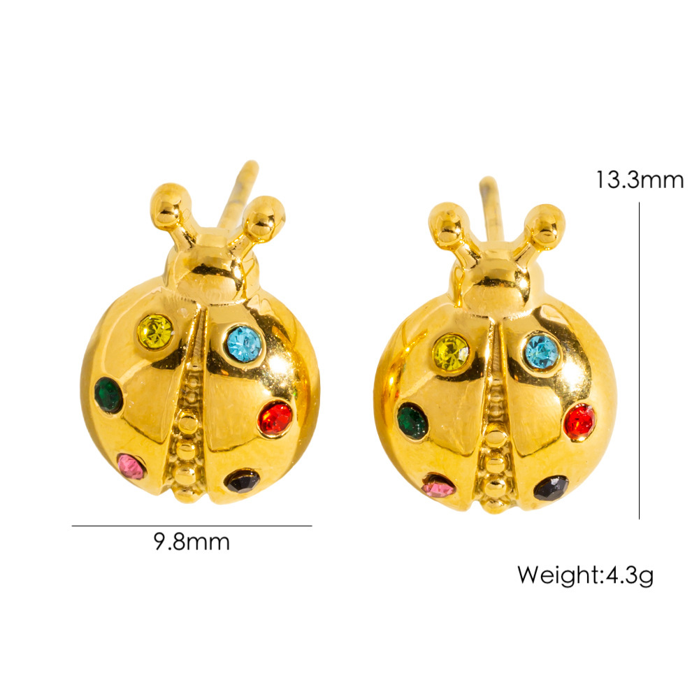 Boucles D'Oreilles Coccinelle Pour Femmes, Mignonnes, Élégantes Et Étanches, En Acier Inoxydable Image5