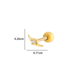 1 Pièce De Boucles D'Oreilles Piercing Pour Femme En Forme De Cœur Simple, Couleur Cuivre Et Or, Zircone h5 Image2