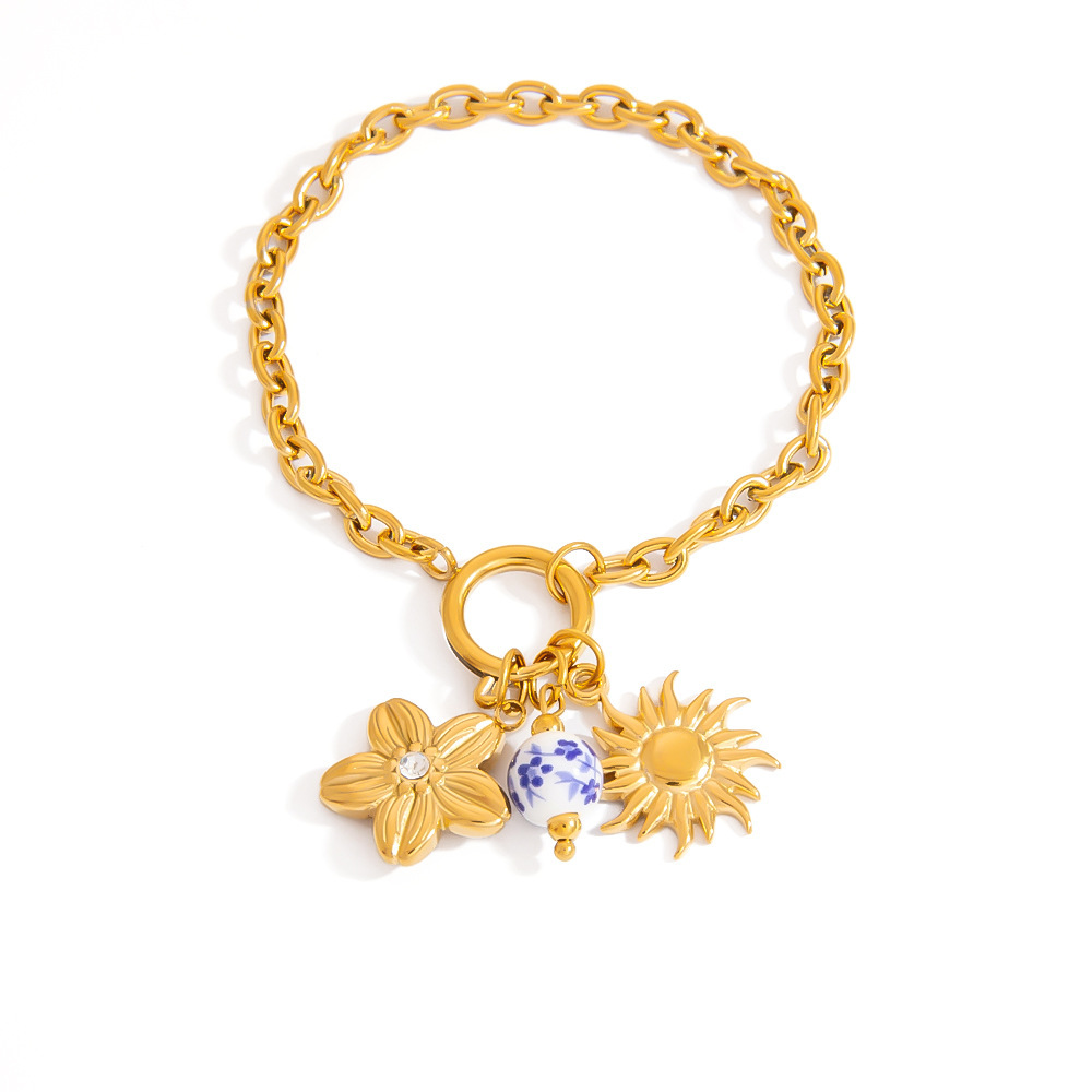 Bracelets À Breloques Classiques Pour Femmes, En Acier Inoxydable, Étanches, Couleur Or Image6