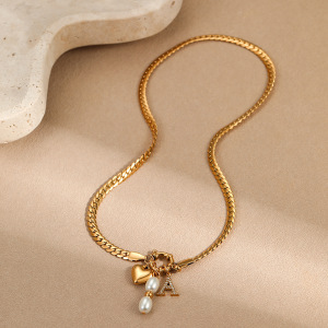 1 Paire De Colliers Pendentifs Pour Femmes, Collection Simple Series, Motif Cœur Simple, En Acier Inoxydable Étanche, Couleur Or h5 Image3