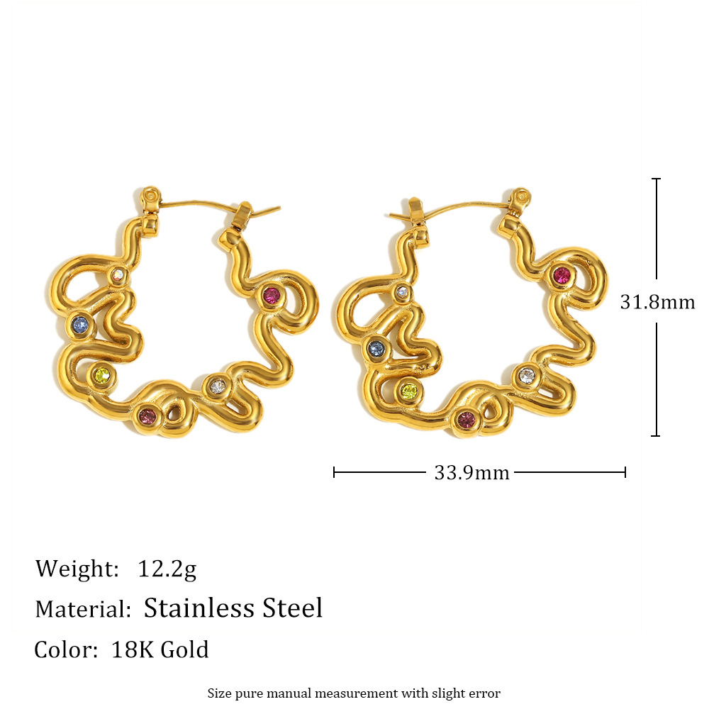 Boucles D'Oreilles Pendantes Rétro Géométriques En Acier Inoxydable Étanches Pour Femmes Image2