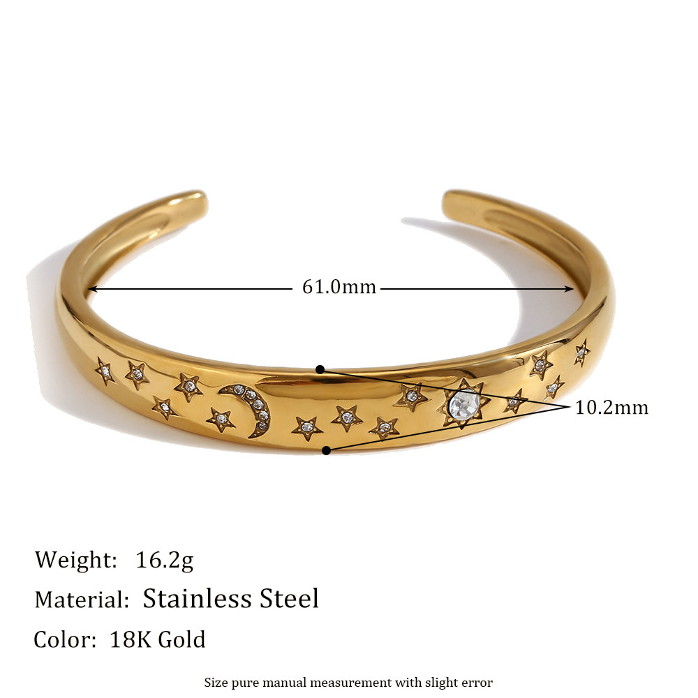 Bagues Ajustables Pour Femmes, En Acier Inoxydable, Étanches, De La Collection Simple Series Elegant Star Image2