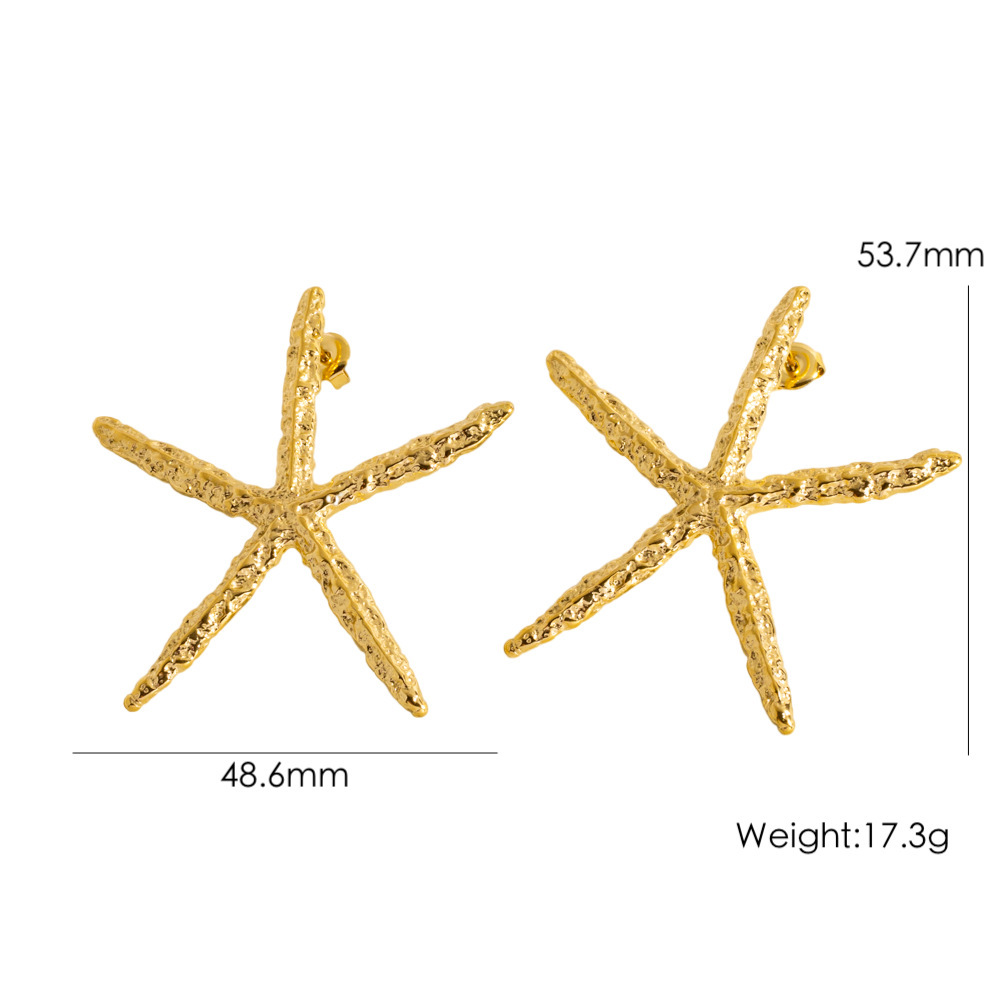Boucles D'Oreilles À Tige Élégantes En Acier Inoxydable Pour Femme, Motif Étoile De Mer De Couleur Unie 