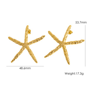Boucles D'Oreilles À Tige Élégantes En Acier Inoxydable Pour Femme, Motif Étoile De Mer De Couleur Unie h5 