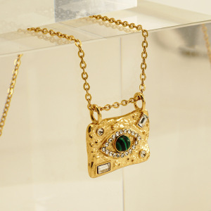 Colliers Pendentifs Œil Du Diable En Acier Inoxydable Étanche Couleur Or h5 Image5